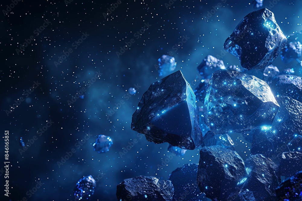 Asteroid belt with shimmering ice crystals Asteroid belt with shimmering ice crystals