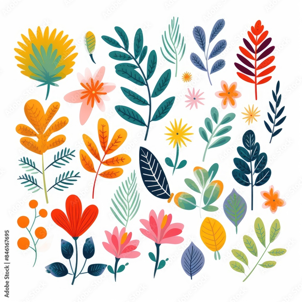 Tropical Leaves and Wildflower Vector Tropical Leaves and Wildflower Vector