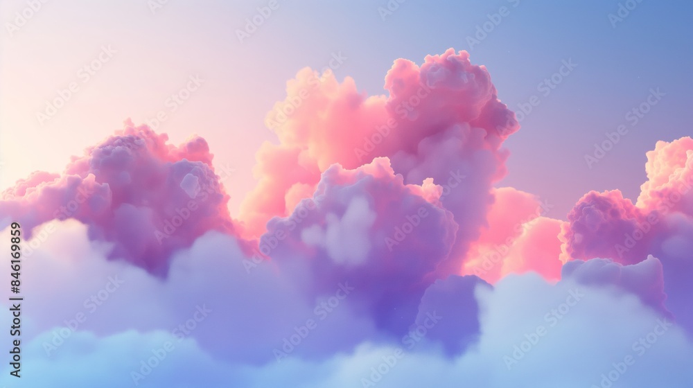 Fototapeta premium Pink and purple clouds at sunset.