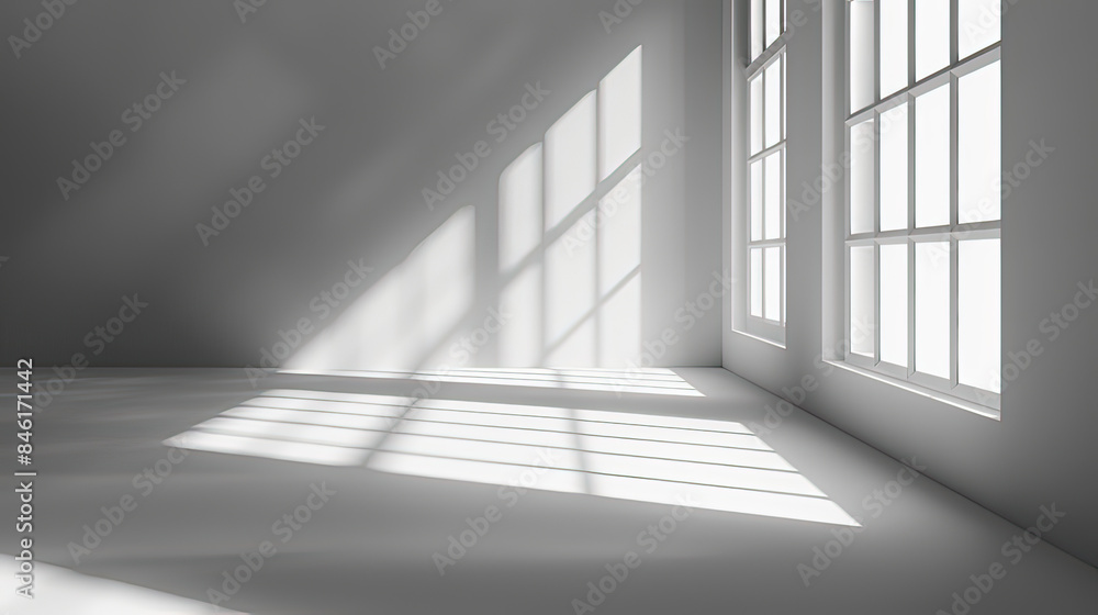 Fototapeta premium Background for product presentation with shadow and light from windows.