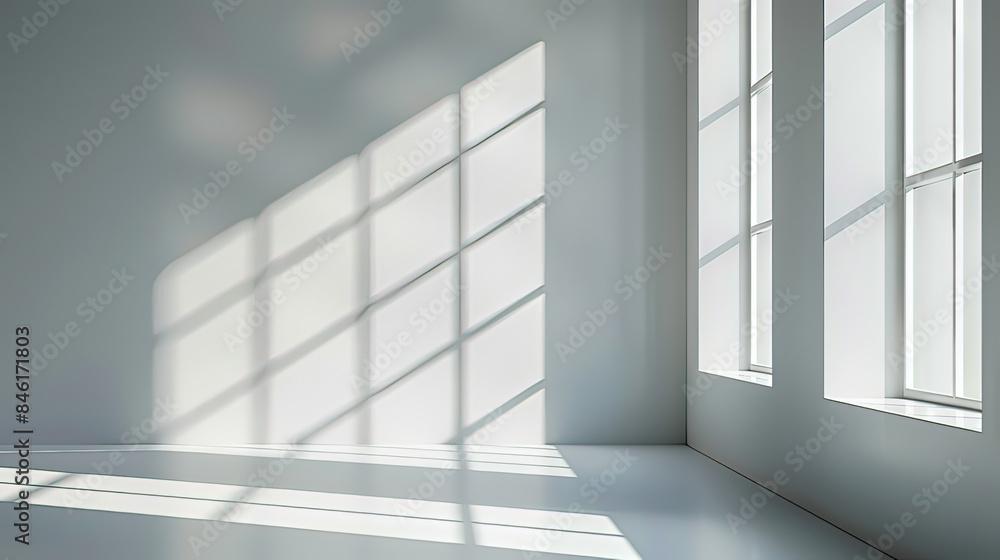 Obraz premium Background for product presentation with shadow and light from windows.