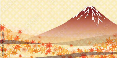 富士山　紅葉　葉　秋　背景	