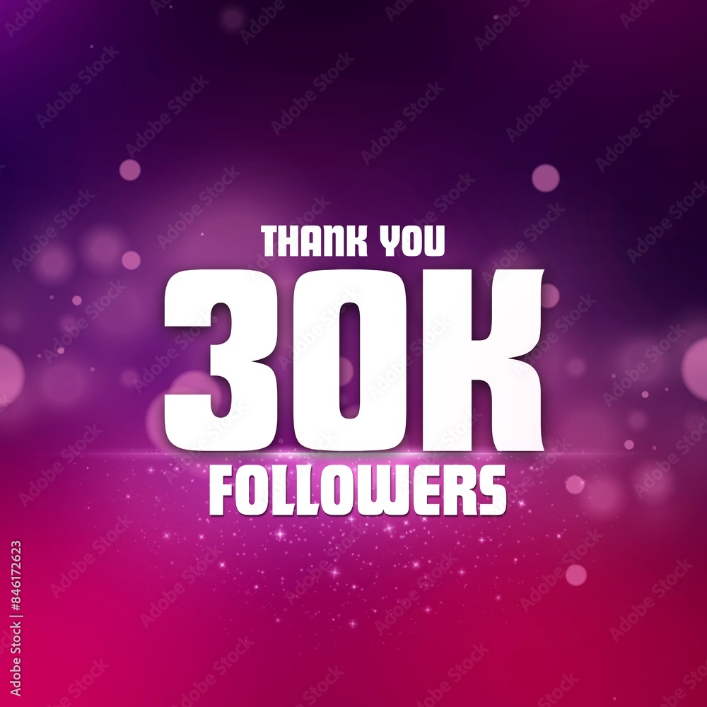 Thank you 30K Followers banner design with beautiful gradient background and purple bokeh