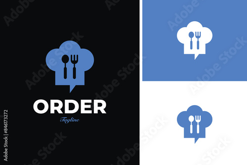 Food order logo design for restaurant online delivery template vector illustration idea