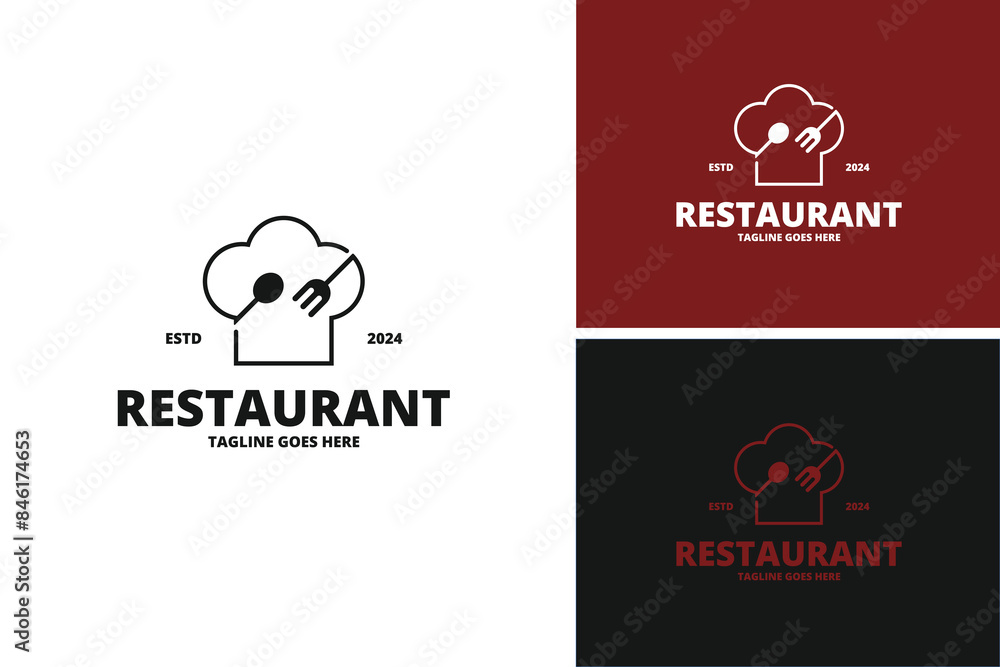 Hat chef restaurant with spoon fork logo design template vector illustration idea Hat chef restaurant with spoon fork logo design template vector illustration idea
