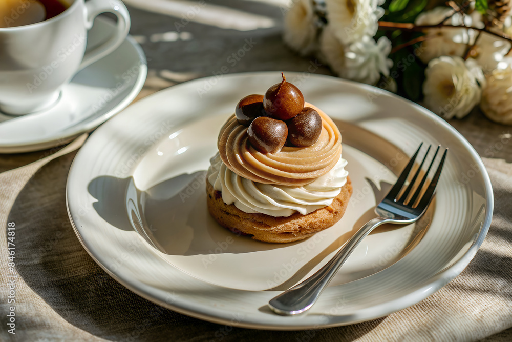 A Mont Blanc dessert with chestnut cream A Mont Blanc dessert with chestnut cream
