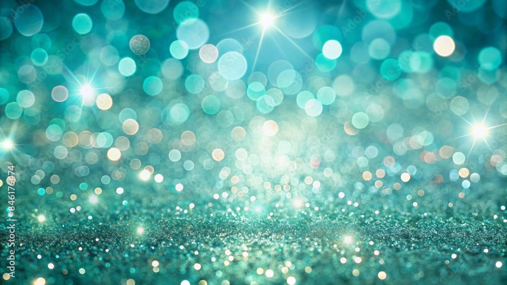 Defocused Festive Lights Illuminate A Backdrop Of Shimmering Teal-Mint Glitter With Vibrant Sparkles, Creating A Dreamy, Abstract Digital Design. Defocused Festive Lights Illuminate A Backdrop Of Shimmering Teal-Mint Glitter With Vibrant Sparkles, Creating A Dreamy, Abstract Digital Design.