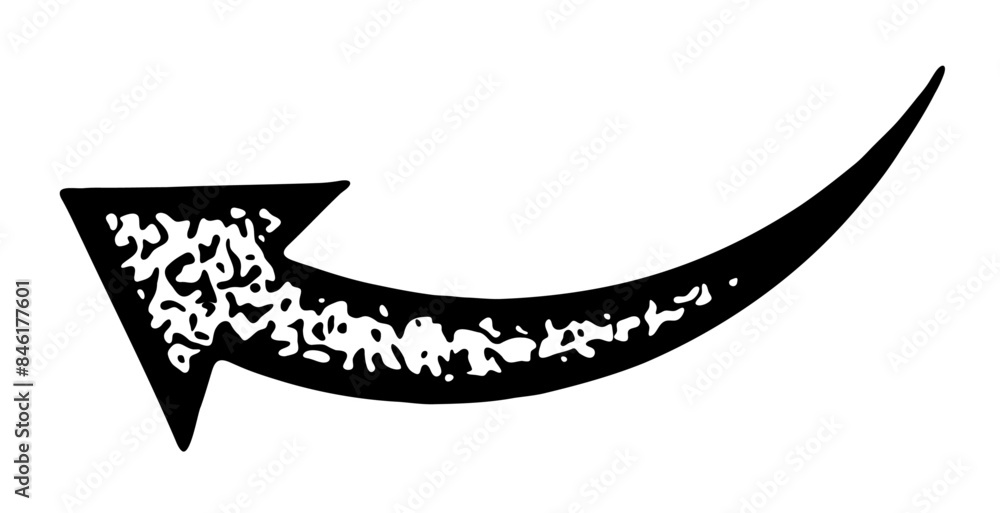 Curved Black Arrow with Textured Fill Curved Black Arrow with Textured Fill
