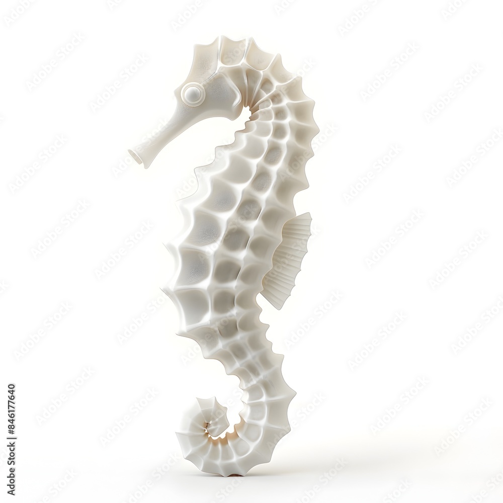 Graceful Foam Seahorse 3D Render on White Background Graceful Foam Seahorse 3D Render on White Background