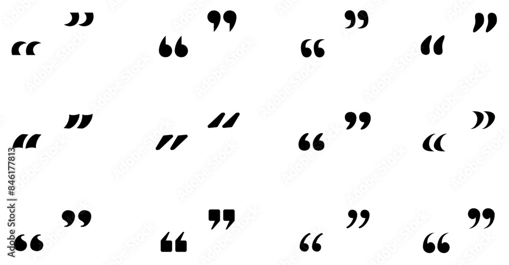 Fototapeta premium A collection of black quotation marks in different styles