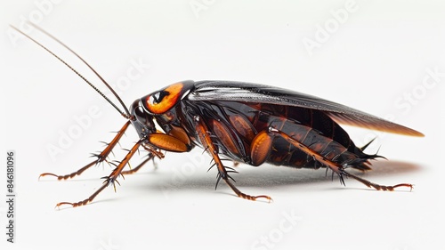 cockroach on white background, photo realistic, macro photography in the style of macro stock photography ultra high details © Mark