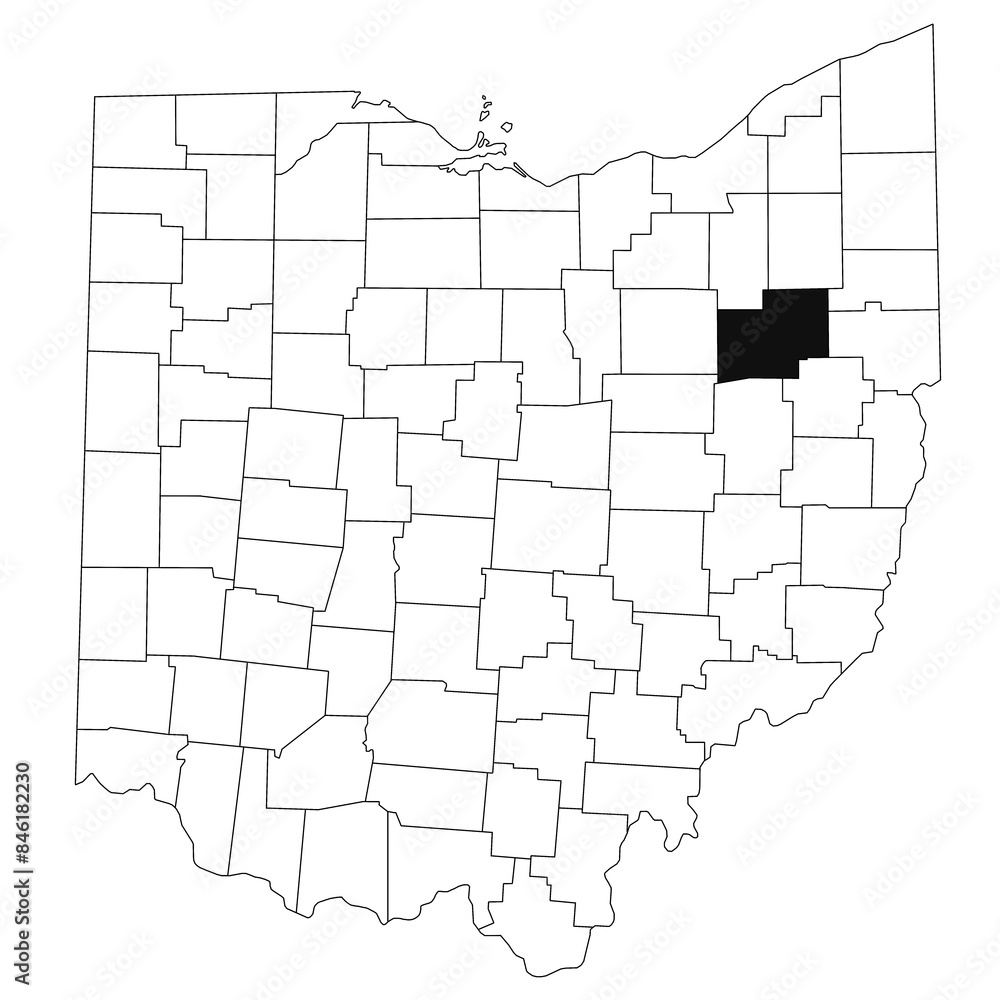 Fototapeta Map of stark County in Ohio state on white background. single County map highlighted by black colour on Ohio map. UNITED STATES, US