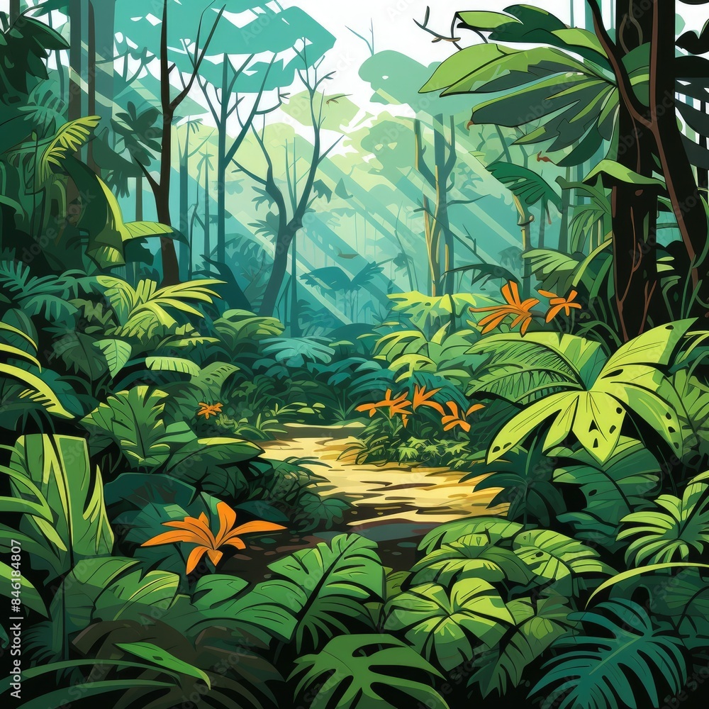 Obraz premium Vibrant Rainforest Understory