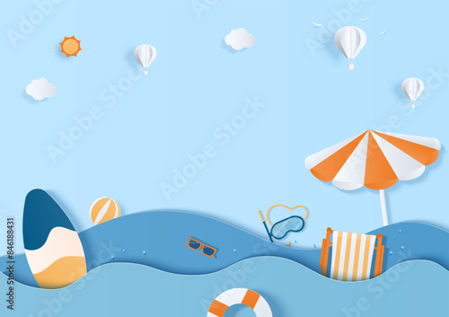 Summer scene with sea waves background