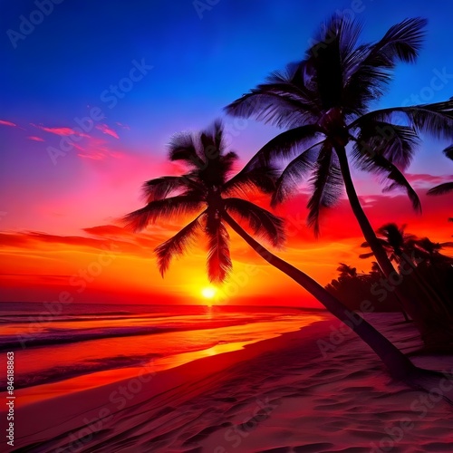 sunset on the beach © Muhammad