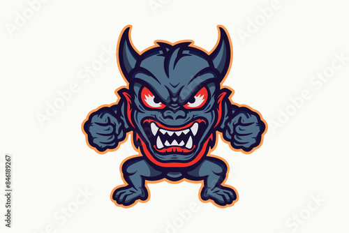 angry blue monster cartoon vector sublimation mascot logo design