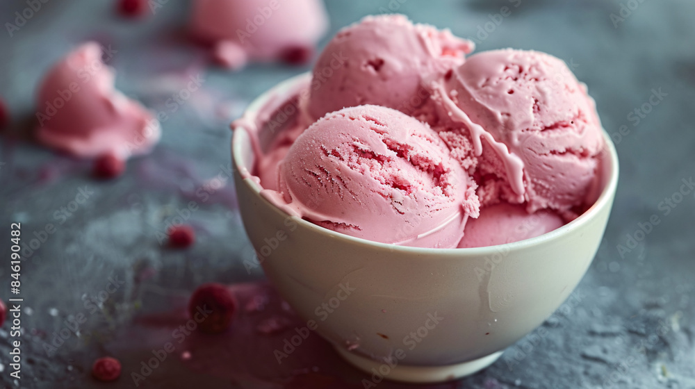 Sweet pink ice cream, a refreshing and indulgent summer treat