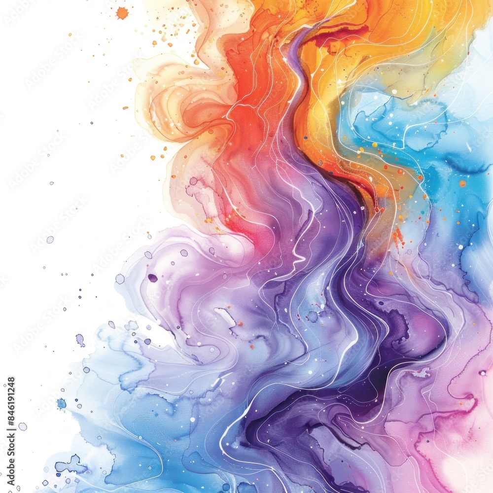 A colorful painting of a rainbow with a purple line in the middle A colorful painting of a rainbow with a purple line in the middle
