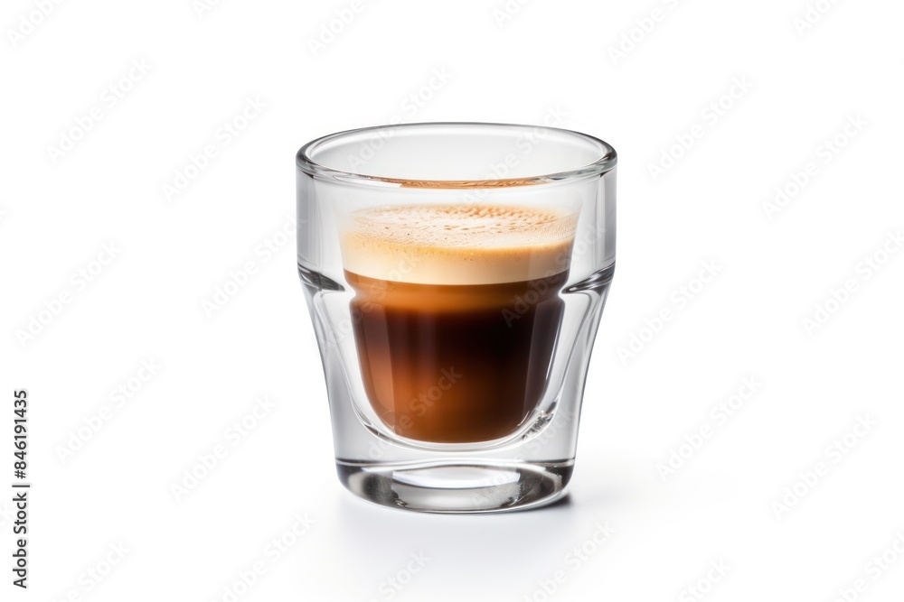 Espresso in a glass with white background Espresso in a glass with white background