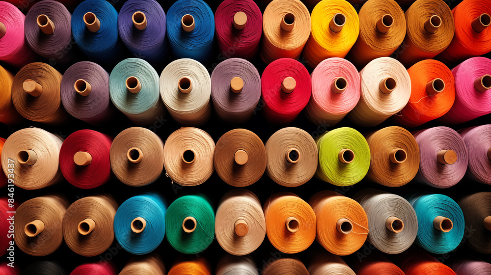 Fototapeta premium Colorful Rolls of Fabric in a Textile Store