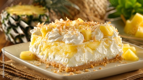 An island escape in every sful indulge in the tropical flavors of pineapple and coconut in this dreamy dessert. photo