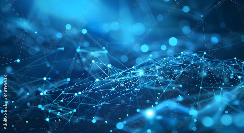Abstract blue background with digital network connections and glowing lines, symbolizing the idea of global connectivity in technology. The concept of Network Connections with Blue-Toned Dots and Line Abstract blue background with digital network connections and glowing lines, symbolizing the idea of global connectivity in technology. The concept of Network Connections with Blue-Toned Dots and Line