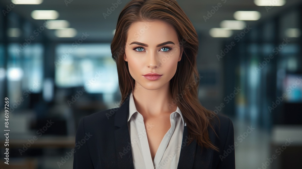 Portrait of a young businesswoman standing in the office, Portrait of a young businesswoman standing in the office,