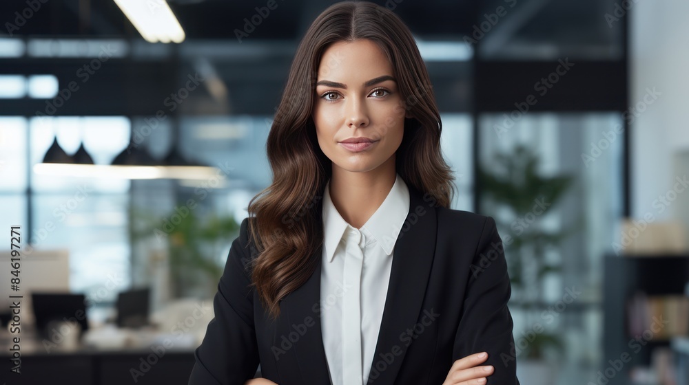 Portrait of a young businesswoman standing in the office, Portrait of a young businesswoman standing in the office,