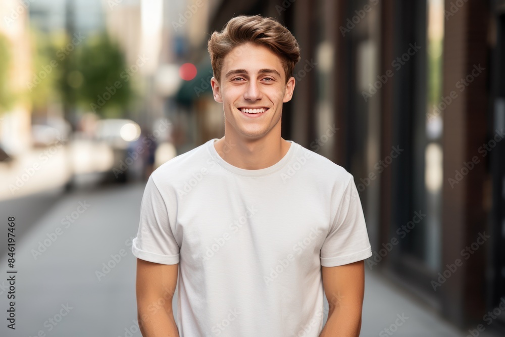Portrait of handsome attractive young man with short haircut Portrait of handsome attractive young man with short haircut