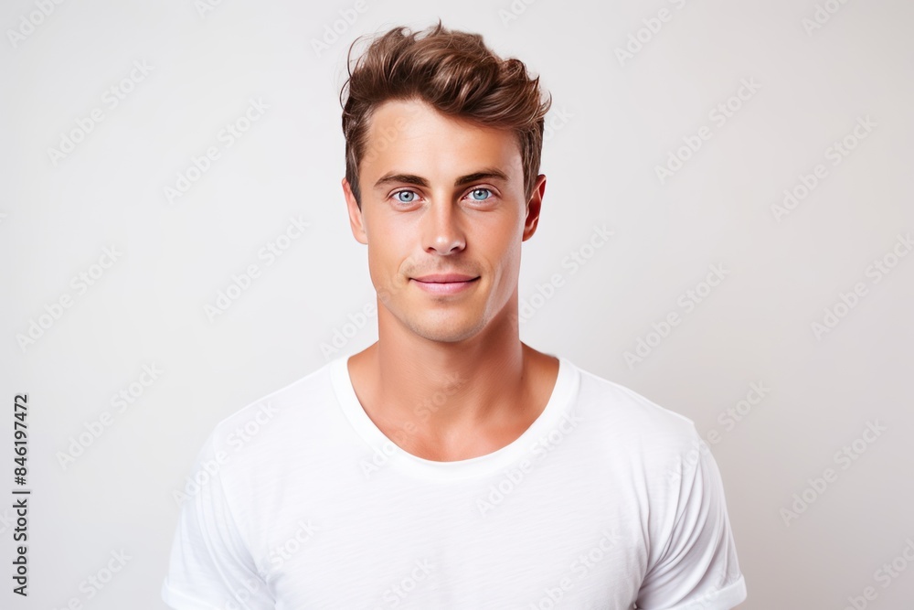 Portrait of handsome attractive young man with short haircut Portrait of handsome attractive young man with short haircut