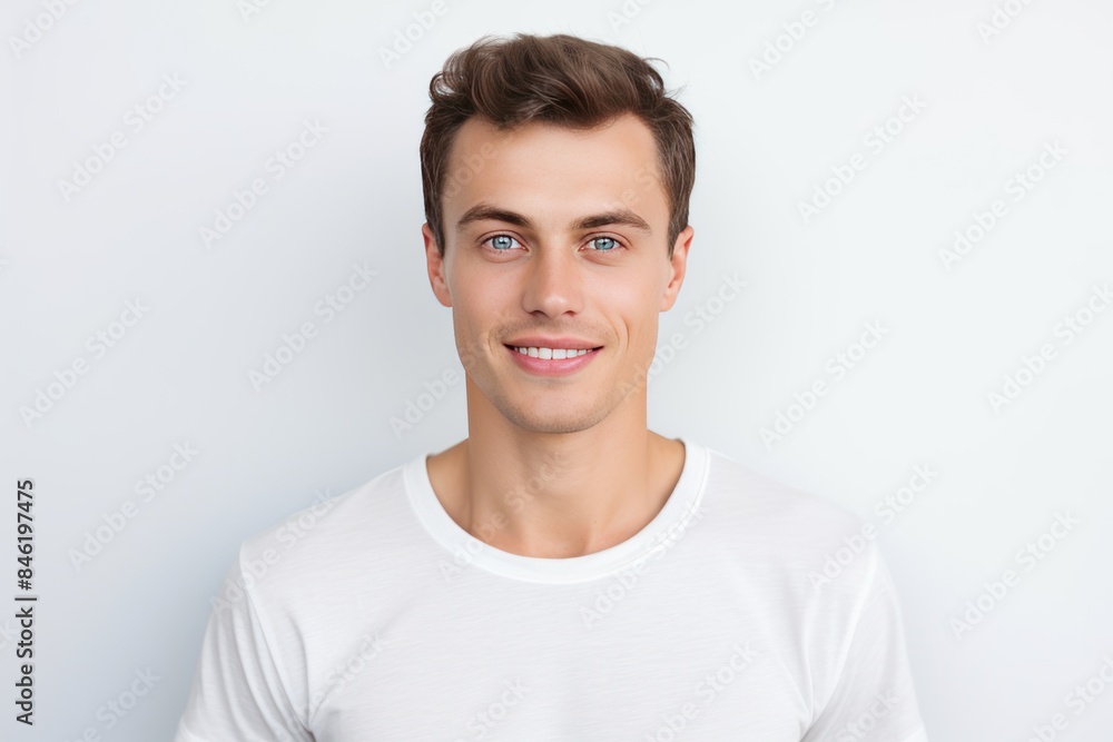 Portrait of handsome attractive young man with short haircut Portrait of handsome attractive young man with short haircut