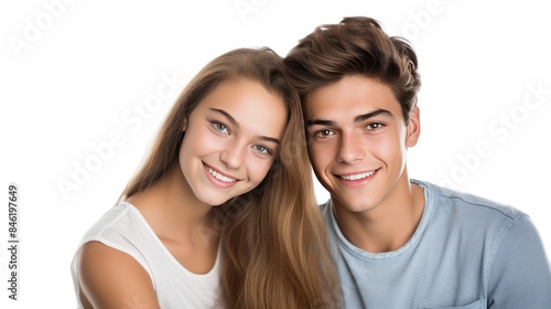 Portrait of teen happy smiling couple, 