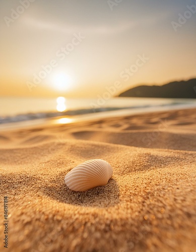 Εκτύπωση καμβά Summer beach sand background. seashell