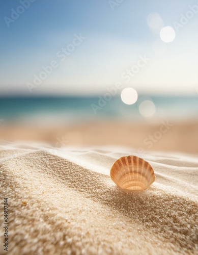Summer beach sand background. seashell