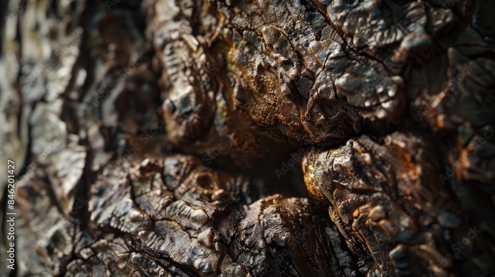 Detailed View of Rough Bark on Ancient Tree Stem Detailed View of Rough Bark on Ancient Tree Stem