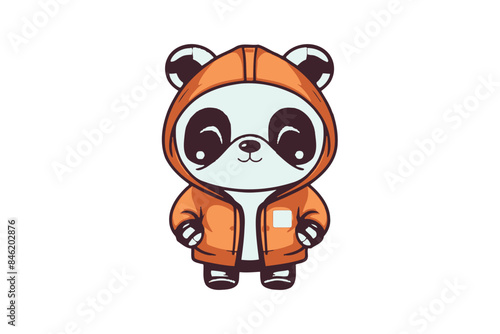 panda in jacket vector sublimation mascot logo design