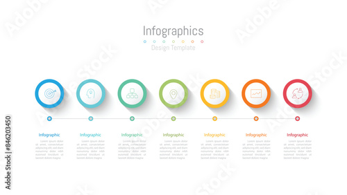 Infographic 7 options design elements for your business data. Vector Illustration.