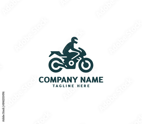 Motorcycle logo vector design. Motorcycle logo concept. Speed bike racer on the sport motorcycle.