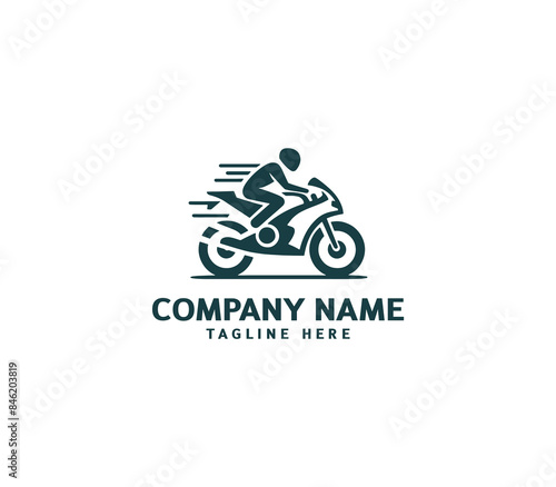 Motorcycle logo vector design. Motorcycle logo concept. Speed bike racer on the sport motorcycle.