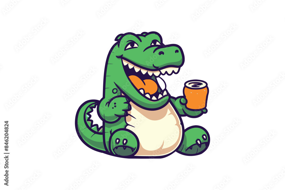 Fototapeta premium crocodile with a gift vector sublimation mascot logo design