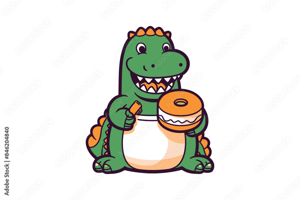 cartoon dragon eating cookies vector sublimation mascot logo design cartoon dragon eating cookies vector sublimation mascot logo design