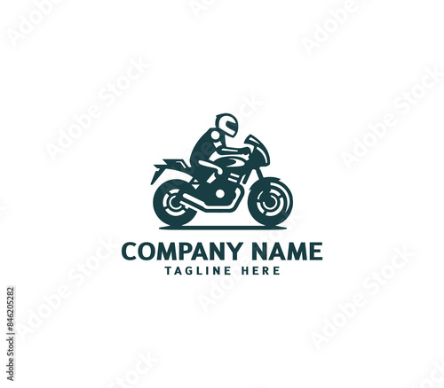 Motorcycle logo vector design. Motorcycle logo concept. Speed bike racer on the sport motorcycle.