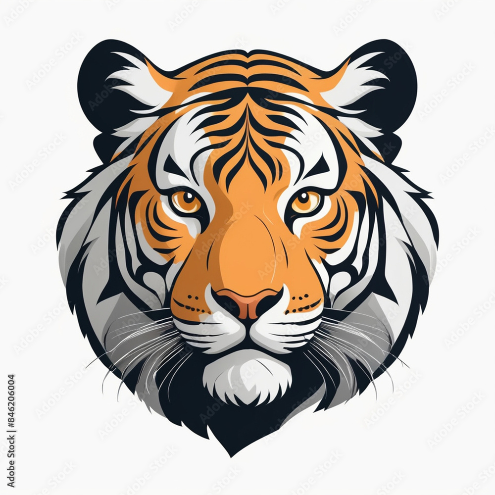 Create a tiger head silhoutte with white background Create a tiger head silhoutte with white background