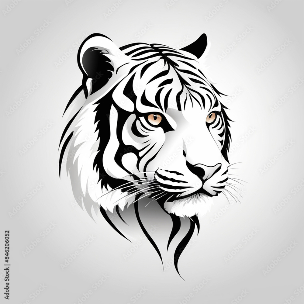 Fototapeta premium Create a tiger head silhoutte with white background