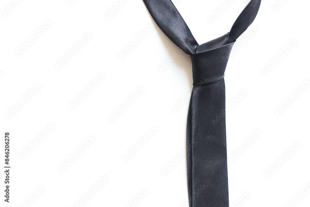 black necktie isolated on white background, father day concept and business style black necktie isolated on white background, father day concept and business style