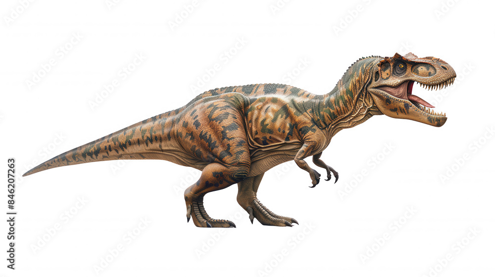 Realistic Digital Painting of a Menacing Tyrannosaurus Rex on a Rocky Cliff with Stormy Sky and Pine Forest Background, Featuring Detailed Brown and Green Scales, Powerful Tail, and Large Toothy Mouth Realistic Digital Painting of a Menacing Tyrannosaurus Rex on a Rocky Cliff with Stormy Sky and Pine Forest Background, Featuring Detailed Brown and Green Scales, Powerful Tail, and Large Toothy Mouth