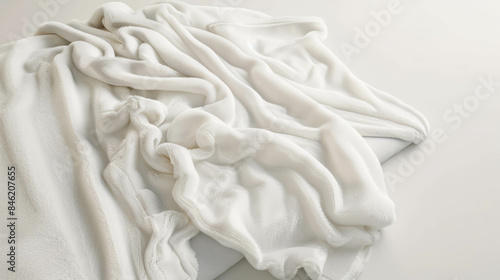 A smooth fleece blanket flatlay with no creases on a white background. AI generative. photo