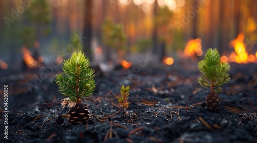 Wildfire Engulfs Young Pine Trees in Fiery Blaze