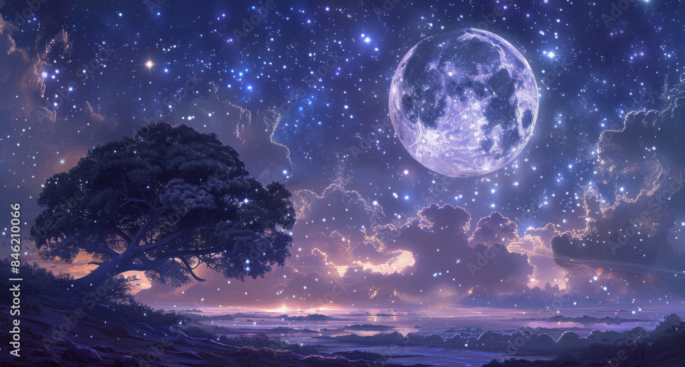 fantastical and otherworldly night sky, reminiscent of a scene from a fairy tale or science fiction adventure fantastical and otherworldly night sky, reminiscent of a scene from a fairy tale or science fiction adventure
