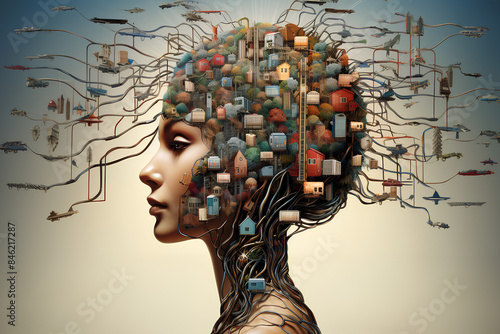 human mind literally brainstorming myriad eclectic images for generation